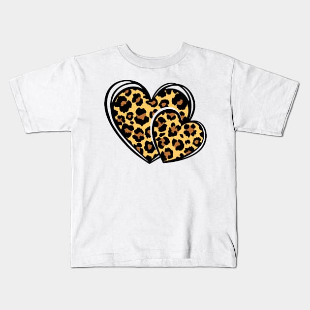 Twins leopard heart Kids T-Shirt by sheelashop